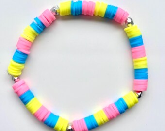 Neon clay bead bracelet- Party all day
