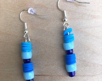 Handmade Blue Beaded Earrings