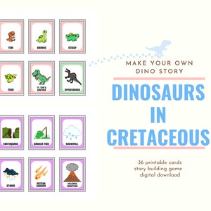 Dinosaurs in Cretaceous printable story-building cards