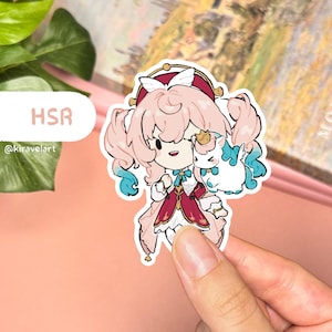 HSR Aufkleber | Hyazin Aufkleber Honkai Stern Schiene Aufkleber Niedliche Aufkleber Wasserdichter Aufkleber Holographische Spielaufkleber Anime Niedlich HSR Merch