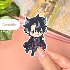 Niedliche Genshin Aufkleber | Wriothesley Aufkleber Genshin Auswirkungen Aufkleber Niedliche Aufkleber Wasserdichte Aufkleber Holo Aufkleber Videospiel Aufkleber Anime