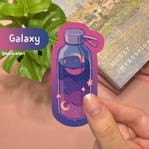 Leuke holografische sticker | Ruimte esthetische sticker waterfles sticker kawaii stickers grote sticker holo sticker ruimte fles Galaxy sticker