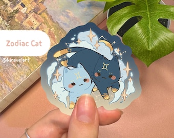 Zodiac Cat Sticker | Cat Sticker Kawaii Sticker Cute Sticker Zodiac Sticker Cute Sticker Gemini Sticker Star Sticker Cute Animal Sticker