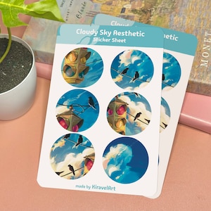 Stickervel Cloud Aesthetic | Luchtstickervel Blauwe stickers Mooie sticker Vinylstickers Dagboek Leuke briefpapierstickers