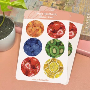 Feuille d'autocollants esthétiques de fruits | Feuilles d'autocollants aux fraises Autocollants pour confiture Joli autocollant Autocollants en vinyle pour journal Autocollants mignons pour papeterie