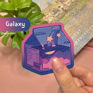 Süßer Sticker Holografisch | Weltraumästhetik-Aufkleber Aufkleber Kawaii Aufkleber Großer Aufkleber Holo Sticker Weltraum Milchpackung Galaxy Sticker