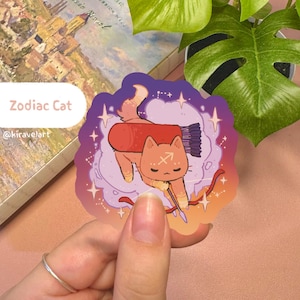 Pegatina de gato del zodiaco / Pegatina de gato Pegatina kawaii Pegatina del zodiaco Pegatina linda Pegatina de Sagitario Pegatina de estrella Pegatina de animal lindo