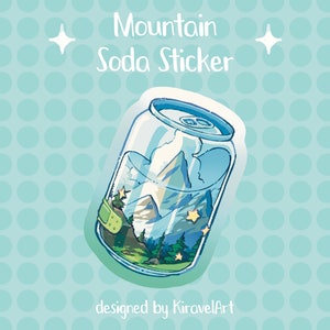 Cute Sticker Holographic | Mountain Cloudy Aesthetic Sticker Kawaii Stickers Holographic Sky Soda Nature Sticker Summer Sticker Vintage