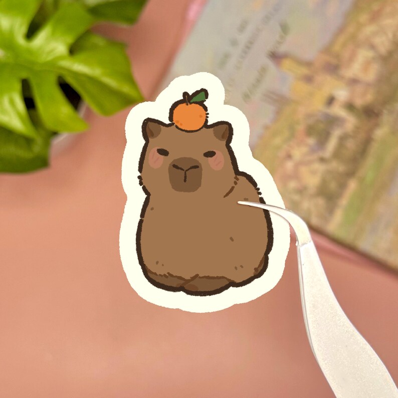 Cute Capybara Sticker Sheet | 3.75' x 5.625' Cute Animal Sticker Waterproof Durable Stickers Kawaii Vinyl Sticker Funny Decal Stickers image 6