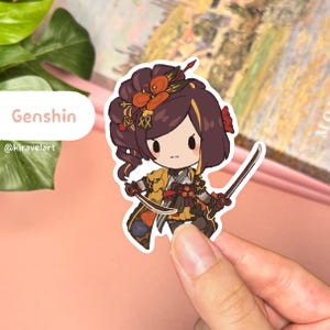 Pegatinas lindas de Genshin Impact, pegatinas de Chiori, pegatinas de Genshin Impact, pegatinas lindas, pegatinas impermeables, pegatinas holográficas, pegatinas de videojuegos, pegatinas de anime.