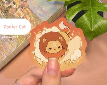 Pegatina de gato del zodiaco / Pegatina de gato Pegatina kawaii Pegatina linda Pegatina del zodiaco Pegatina linda Pegatina de Leo Pegatina de estrella Pegatina linda de animal