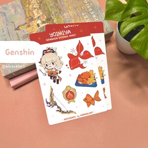 Genshin-stickervel | Leuke Yoimiya Stickervel Kawaii Anime Sticker Genshin Sticker Vinyl Stickers Waterdicht Stickers Videogame