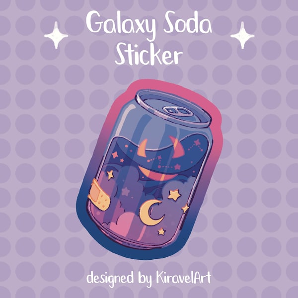 Cute Sticker Holographic | Space Aesthetic Sticker Sticker Kawaii Stickers Big Sticker Holo Sticker Space Soda Galaxy Sticker Moon Sticker