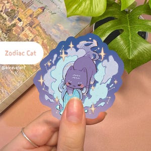 Sternzeichen Katze Aufkleber | Katzenaufkleber Kawaii Sticker Sternzeichen Aufkleber Sternzeichen Aufkleber Sternzeichen Wassermann Sticker Süße Tieraufkleber