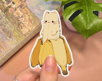 Cute Cat Sticker | Cat Meme Sticker Kawaii Sticker Cute Sticker Vinyl Sticker Banana Sticker Food Sticker Cute Animal Sticker