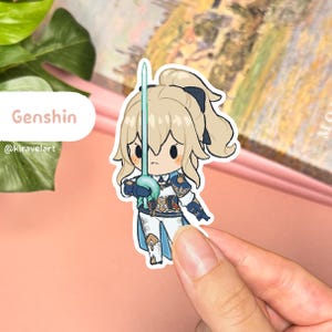 Pegatinas lindas de Genshin Impact, pegatinas de Jean, pegatinas de Genshin Impact, pegatinas lindas, pegatinas impermeables, pegatinas holográficas, pegatinas de videojuegos, pegatinas de Anime.