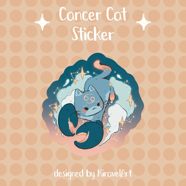 Zodiac Cat Sticker | Cat Sticker Kawaii Sticker Cute Sticker Zodiac Sticker Cute Sticker Cancer Sticker Star Sticker Cute Animal Sticker
