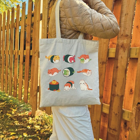Funny Cat Tote Bag - Cute Cotton Canvas Reusable Shopping Bag For Women, Beach & Groceries - View #8