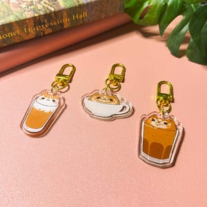 Acrylic Keychain | Coffee Cat Keychain Cute Keychain Kawaii Gift for Cat Lover Unique Bag Charm Cat Merch Bag Accessories Cat Kitty