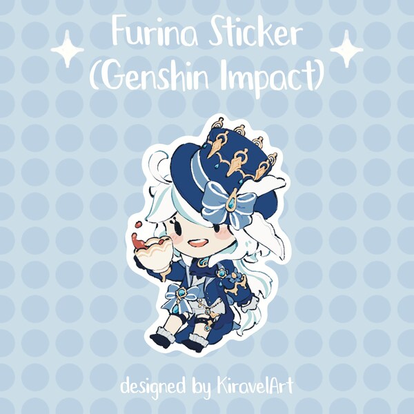 Cute Genshin Sticker | Furina Sticker Genshin Impact Sticker Cute Stickers Waterproof Sticker Holographic Sticker Video Game Stickers Anime