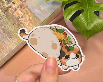 Cute Cat Sticker | Taco Cat Sticker Kawaii Sticker Cute Sticker Vinyl Sticker Waterproof Sticker Food Sticker Cute Animal Sticker