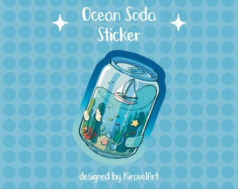 Cute Sticker Holographic | Ocean Aesthetic Sticker Sticker Kawaii Stickers Holographic Ocean Soda Waves Sticker Fish Sticker Tropical