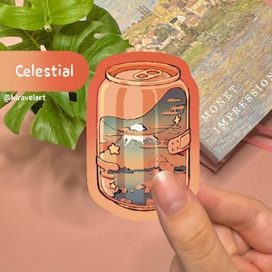 Autocollant holographique mignon | Sticker esthétique japonais Stickers kawaii Sticker céleste holographique Sticker orange Sticker ukiyoe Sticker sakura