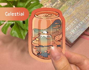 Adesivo holográfico fofo | Adesivo estético japonês | Adesivos kawaii | Adesivo holográfico celestial | Adesivo laranja | Adesivo ukiyo-e | Sakura