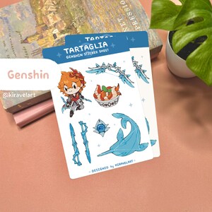 Genshin-stickervel | Leuke Tartaglia Stickervel Kawaii Anime Sticker Genshin Sticker Vinyl Stickers Waterdicht Stickers Videogame