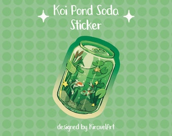 Cute Sticker Holographic | Pond Aesthetic Sticker Sticker Kawaii Stickers Holographic Koi Sticker Fish Sticker Japanese Sticker Green