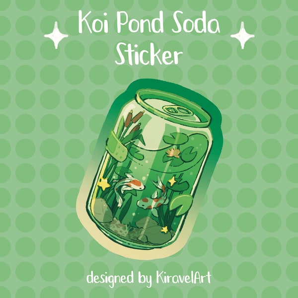 Cute Sticker Holographic | Pond Aesthetic Sticker Sticker Kawaii Stickers Holographic Koi Sticker Fish Sticker Japanese Sticker Green