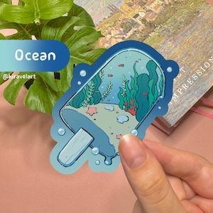 Adesivo carino olografico / Adesivo estetico oceanico Adesivo kawaii Adesivo olografico Adesivo onde ghiacciolo Adesivo pesce Adesivo tropicale