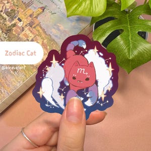 Sticker chat du zodiaque | Sticker chat Sticker kawaii Sticker zodiaque Sticker mignon Sticker scorpion Sticker étoile Sticker animal mignon