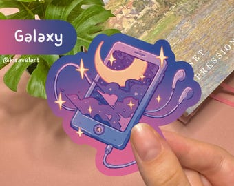 Cute Sticker Holographic | Space Aesthetic Sticker Sticker Kawaii Stickers Big Sticker Holographic Sticker Space Phone Galaxy Sticker