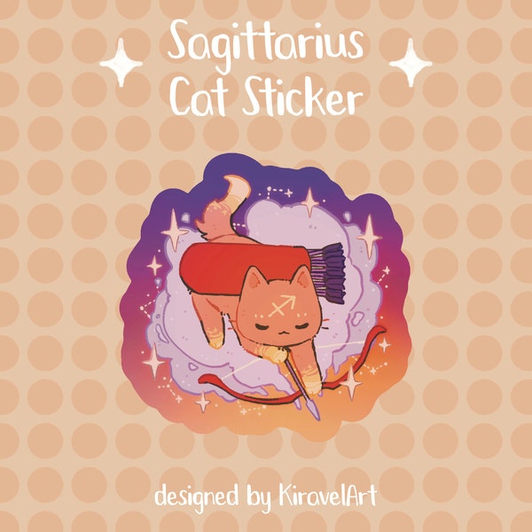 Zodiac Cat Sticker | Cat Sticker Kawaii Sticker Sticker Zodiac Sticker Cute Sticker Sagittarius Sticker Star Sticker Cute Animal Sticker