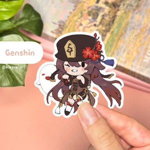 Leuke Genshin-sticker | Hu Tao Sticker Genshin Impact Sticker Leuke Stickers Waterdicht Sticker Holografische Sticker Videogamestickers Anime