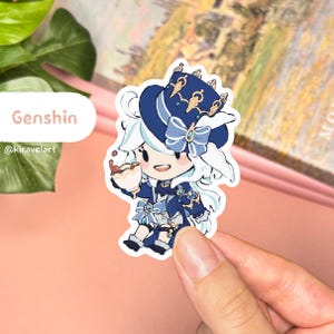 Niedliche Genshin Aufkleber | Furina Aufkleber Genshin Auswirkungen Aufkleber Niedliche Aufkleber Wasserdichter Aufkleber Holographische Aufkleber Videospiel Aufkleber Anime