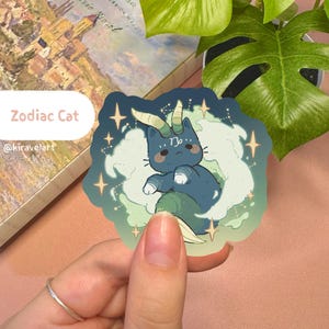 Pegatina de gato del zodiaco / Pegatina de gato Pegatina kawaii Pegatina linda Pegatina del zodiaco Pegatina linda Pegatina de Capricornio Pegatina de estrella Pegatina linda de animal