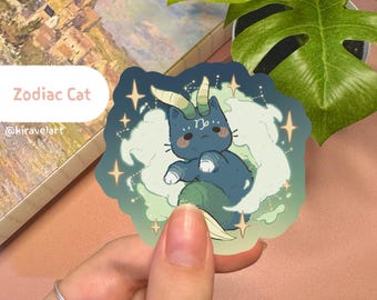 Zodiac Cat Sticker | Cat Sticker Kawaii Sticker Cute Sticker Zodiac Sticker Cute Sticker Capricorn Sticker Star Sticker Cute Animal Sticker