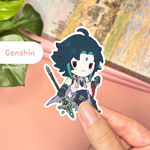 Pegatinas lindas de Genshin / Pegatinas Xiao Pegatinas kawaii de Genshin Impact Pegatinas lindas Pegatinas impermeables Pegatinas de videojuegos Anime Xiao Genshin