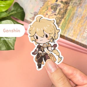 Autocollant Genshin mignon | Autocollant Ether Autocollant Genshin Impact Autocollants mignons Autocollant imperméable à l'eau Autocollant Anime Kawaii Autocollants de jeu vidéo