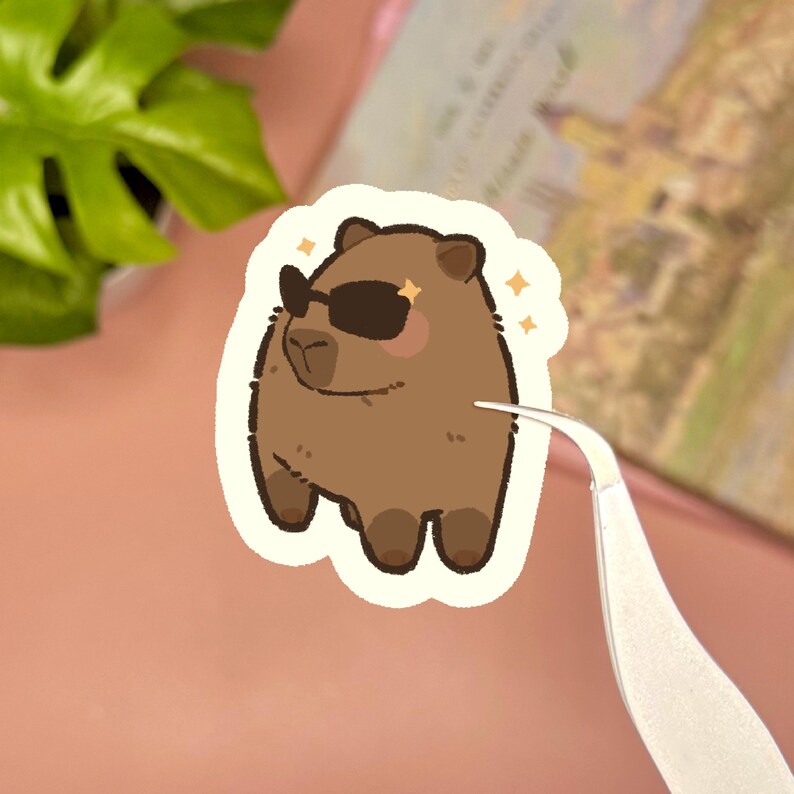 Cute Capybara Sticker Sheet | 3.75' x 5.625' Cute Animal Sticker Waterproof Durable Stickers Kawaii Vinyl Sticker Funny Decal Stickers image 5