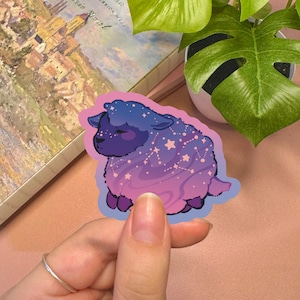 Autocollant holographique mignon | Sticker esthétique espace Stickers kawaii Sticker papeterie galaxie Sticker animal mignon mouton kawaii