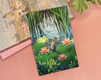 Koi Pond Aesthetic Small Print | Decor Wall Art Print Decor Print Small Room Wall Art Aesthetic Print 4x6 Japanese Poster Room Decor Bedroom