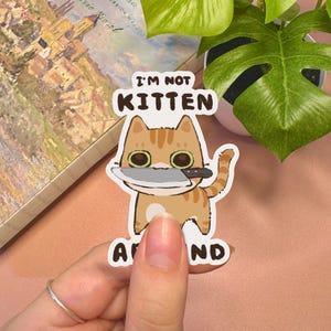 Süßer Katzenaufkleber | Katze Meme Aufkleber Kawaii Aufkleber Niedlicher Aufkleber Vinyl Aufkleber Niedlicher Aufkleber Messer Aufkleber Kätzchen Aufkleber Süßer Tieraufkleber