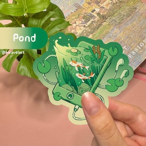 Süßer Sticker Holografisch | Teich Ästhetischer Aufkleber Aufkleber Kawaii Aufkleber Fisch Aufkleber Holographischer Aufkleber Weltraum Telefon Koi Aufkleber