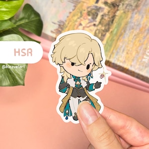Bonita pegatina HSR/pegatina de aventurina, pegatina de Honkai Star Rail, bonitas pegatinas impermeables, pegatinas holográficas para juegos, pegatinas de anime Chibi