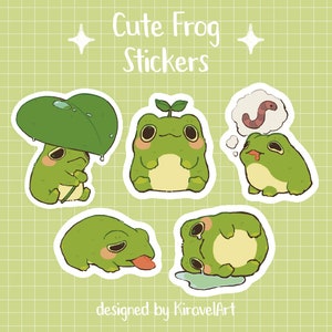 Cute Frog Sticker Set | Cute Frog Sticker Pack Waterproof Stickers Matte Sticker Vinyl Cute Animal Sticker Set Kawaii Stickers Animal