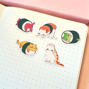 Niedliche Katzenaufkleber | Süßer Aufkleber-Pack Süße Aufkleber Kawaii Aufkleber Wasserdichter Aufkleber Süßes Lebensmittel Aufkleber Katzenaufkleber Vinyl Aufkleber Katzen