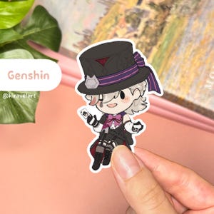 Pegatinas lindas de Genshin / Pegatinas de Lyney Pegatinas de Genshin Impact Pegatinas lindas Pegatinas impermeables Pegatinas holográficas Pegatinas de videojuegos Anime